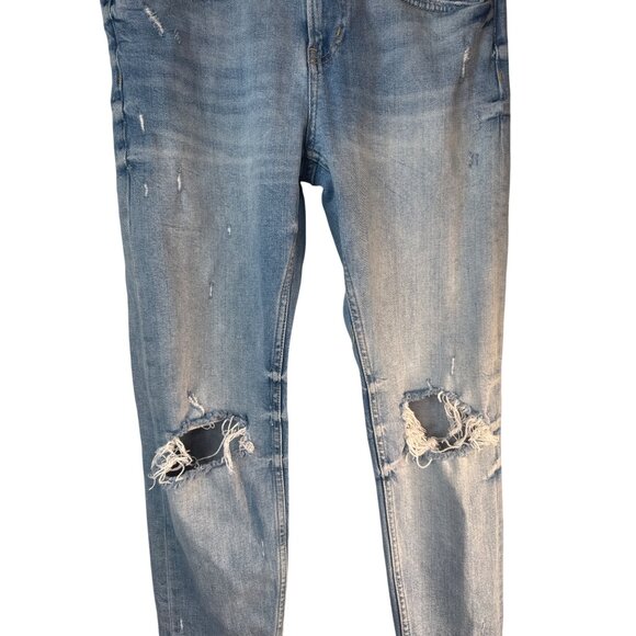 2/$30 Zara Woman Size 28 Premium Denim Distressed Jeans Light Blue - Picture 7 of 14